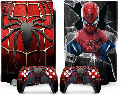 Console and Controller Skins Cover for PS5 - Full Set of Red and Black Spider Skins