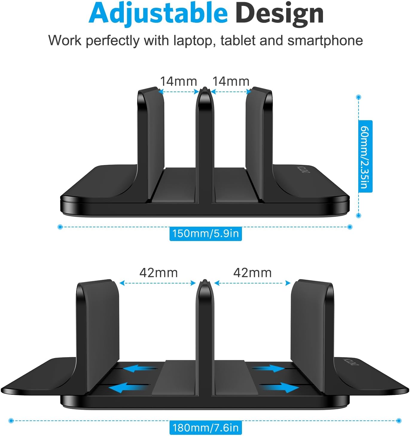 Double Desktop Stand Holder with Adjustable Dock (Up to 17.3 inch)