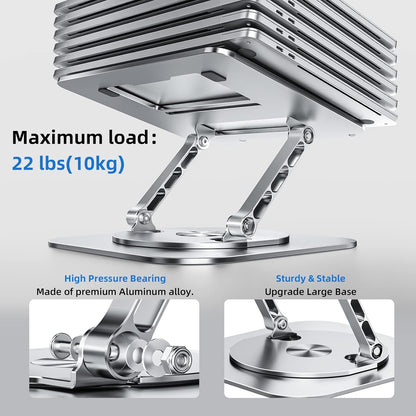 Adjustable Laptop Stand for Desk, Ergonomic Riser with 360° Rotating Base