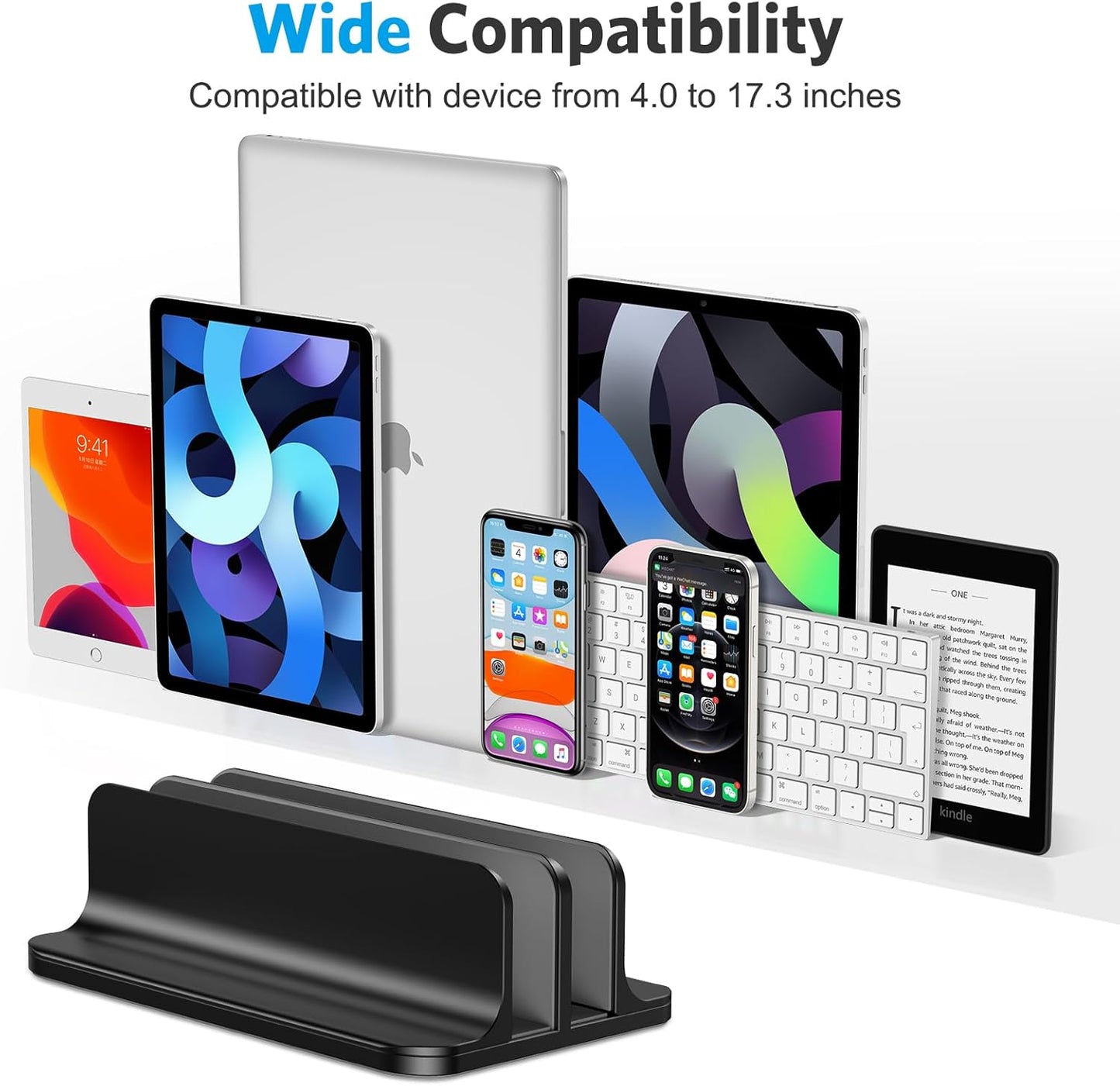 Double Desktop Stand Holder with Adjustable Dock (Up to 17.3 inch)