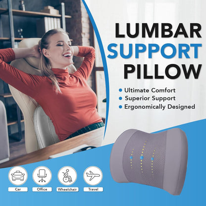 Lumbar Support Pillow: Memory Foam Lumbar Pillow for Lower Back Pain Relief - Car Back Cushion for Driving