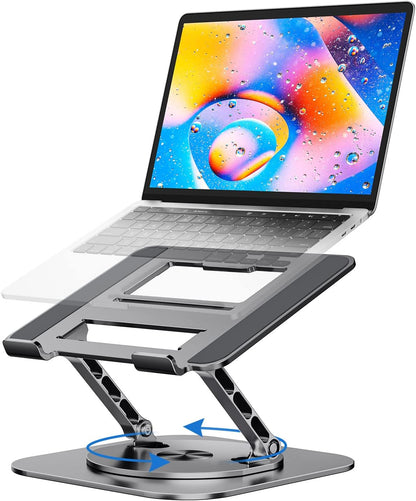 Adjustable Laptop Stand for Desk, Ergonomic Riser with 360° Rotating Base