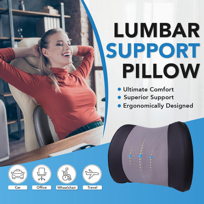 Lumbar Support Pillow: Memory Foam Lumbar Pillow for Lower Back Pain Relief - Car Back Cushion for Driving