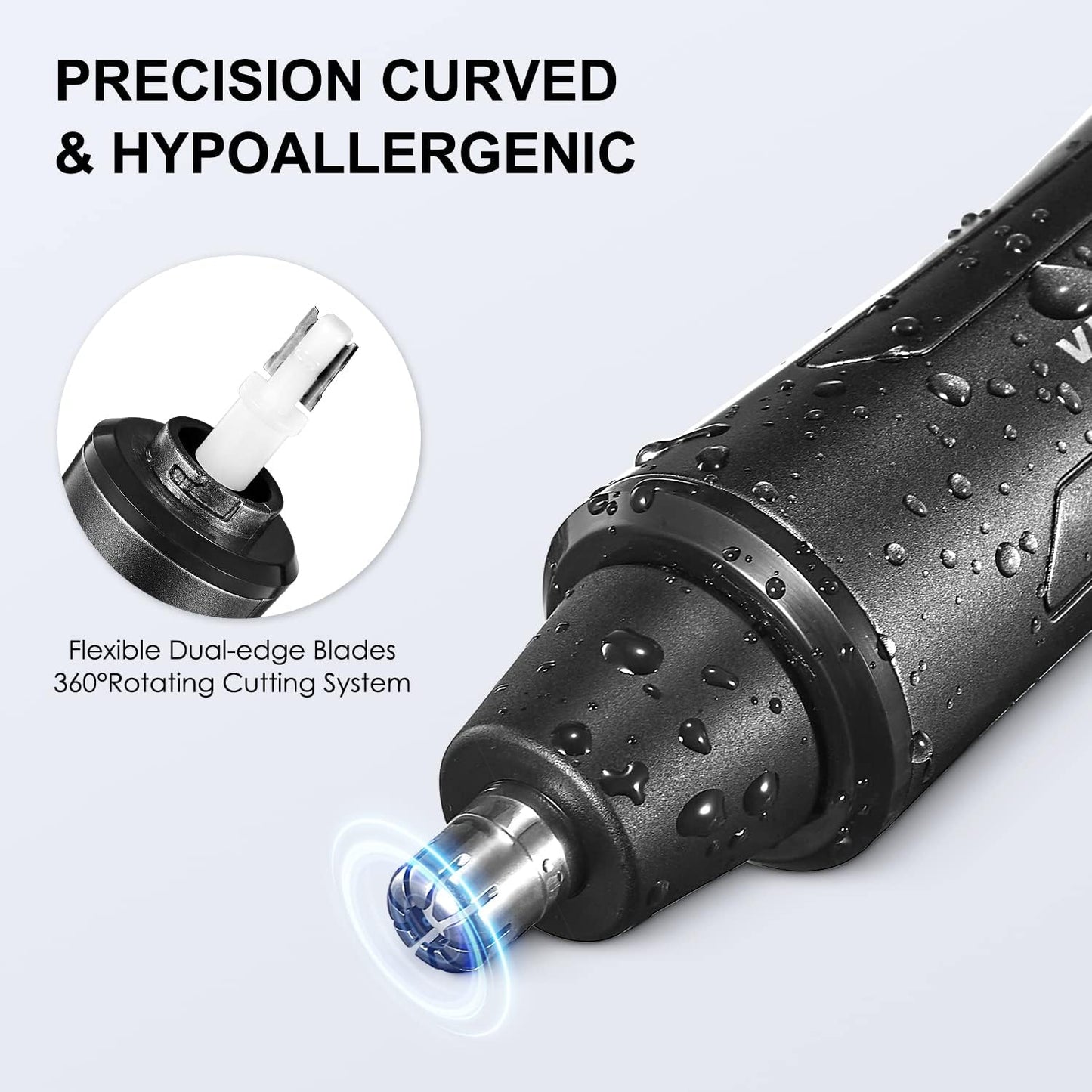 VINATO Electric Body Hair Trimmer - Manscape Ball Trimmer, Groin Hair Trimmer for Men, Waterproof Ball Shaver, USB Recharge Dock Replaceable Ceramic Blade, Male Hygiene Razor, 90 Mins Battery Life