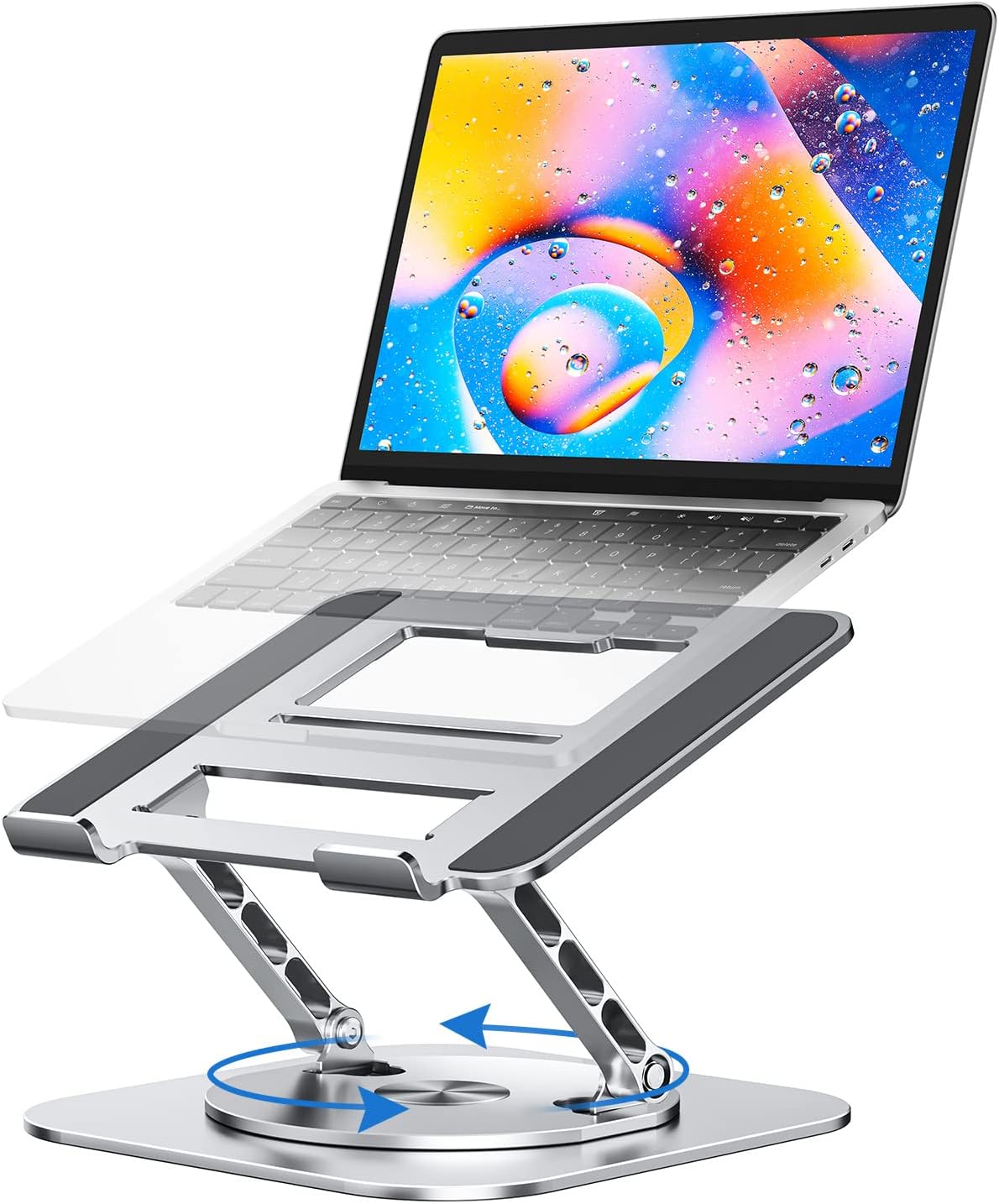 Adjustable Laptop Stand for Desk, Ergonomic Riser with 360° Rotating Base