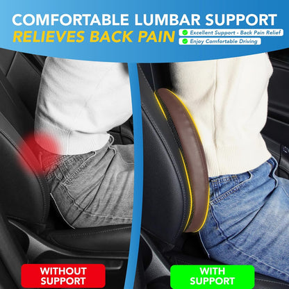 Lumbar Support Pillow: Memory Foam Lumbar Pillow for Lower Back Pain Relief - Car Back Cushion for Driving