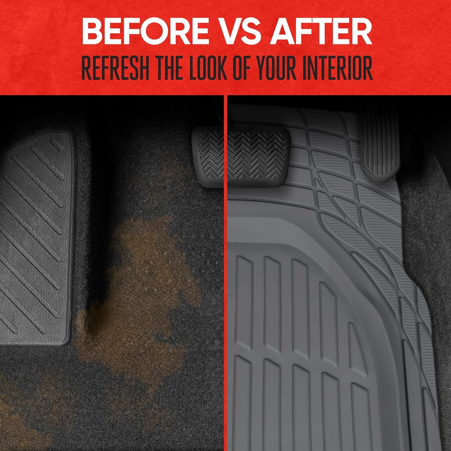 FlexTough Floor Mats for Cars, Deep Dish All-Weather Mats