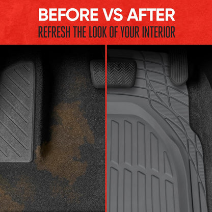 FlexTough Floor Mats for Cars, Deep Dish All-Weather Mats