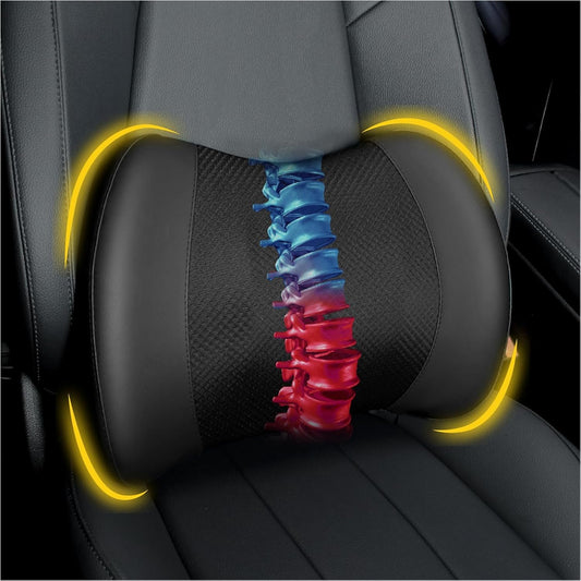 Lumbar Support Pillow: Memory Foam Lumbar Pillow for Lower Back Pain Relief - Car Back Cushion for Driving