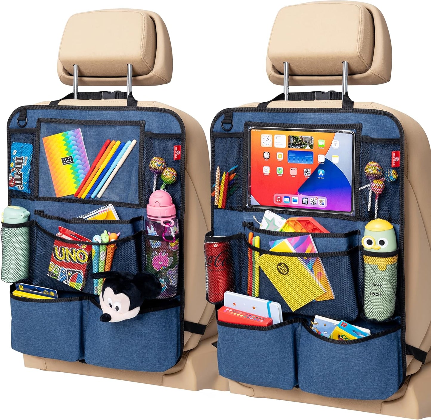 Backseat Car Organizer, Kick Mats Back Seat Protector with Touch Screen Tablet Holder