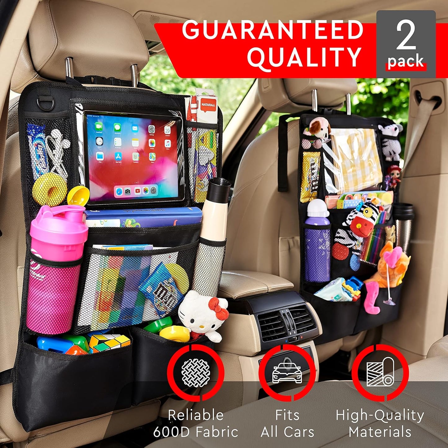 Backseat Car Organizer, Kick Mats Back Seat Protector with Touch Screen Tablet Holder