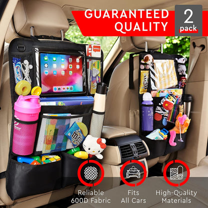 Backseat Car Organizer, Kick Mats Back Seat Protector with Touch Screen Tablet Holder