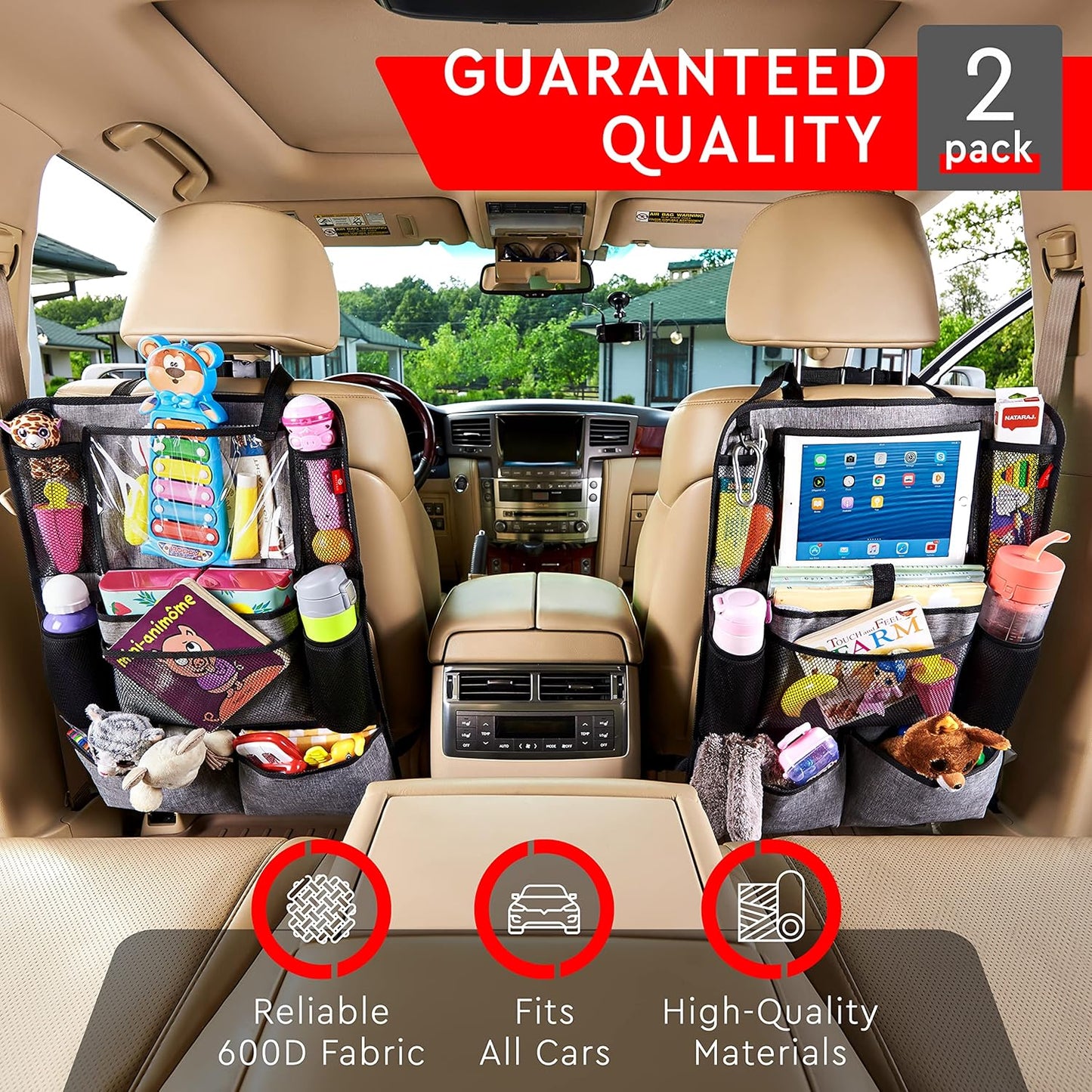 Backseat Car Organizer, Kick Mats Back Seat Protector with Touch Screen Tablet Holder