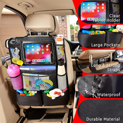 Backseat Car Organizer, Kick Mats Back Seat Protector with Touch Screen Tablet Holder