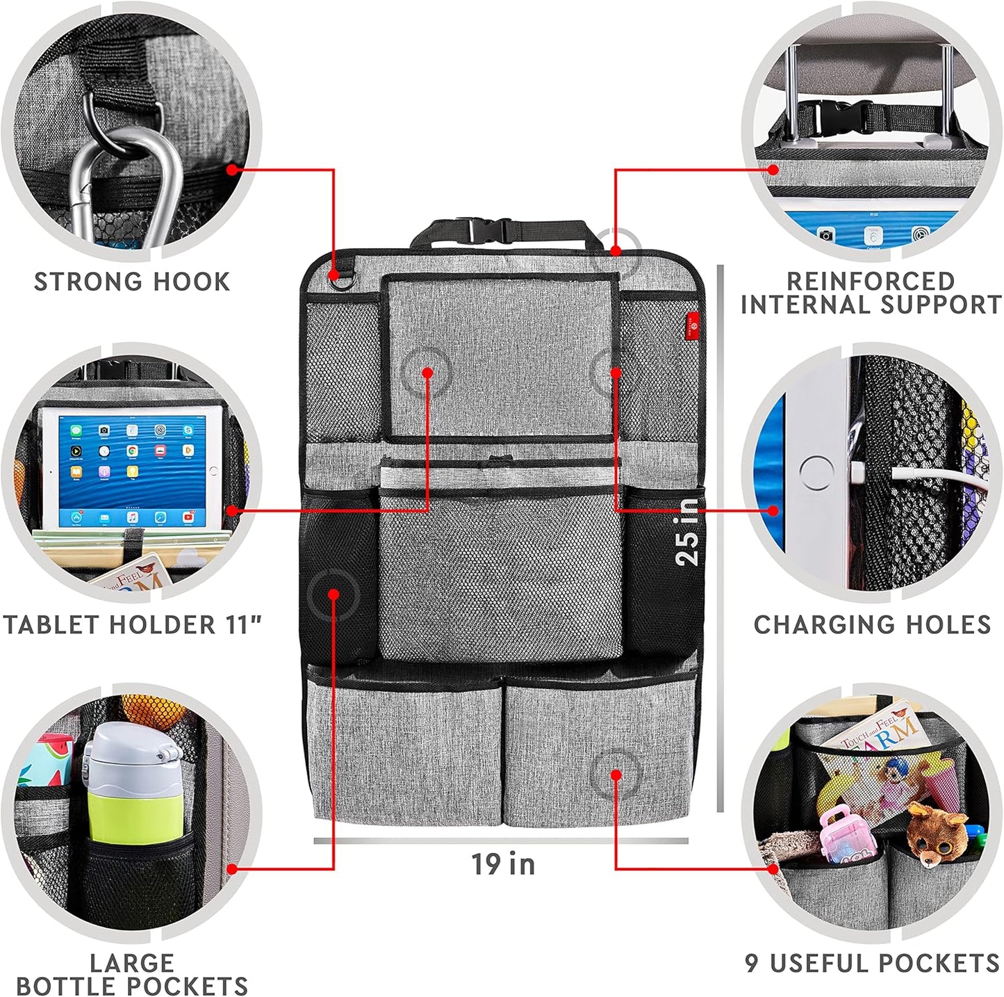 Backseat Car Organizer, Kick Mats Back Seat Protector with Touch Screen Tablet Holder