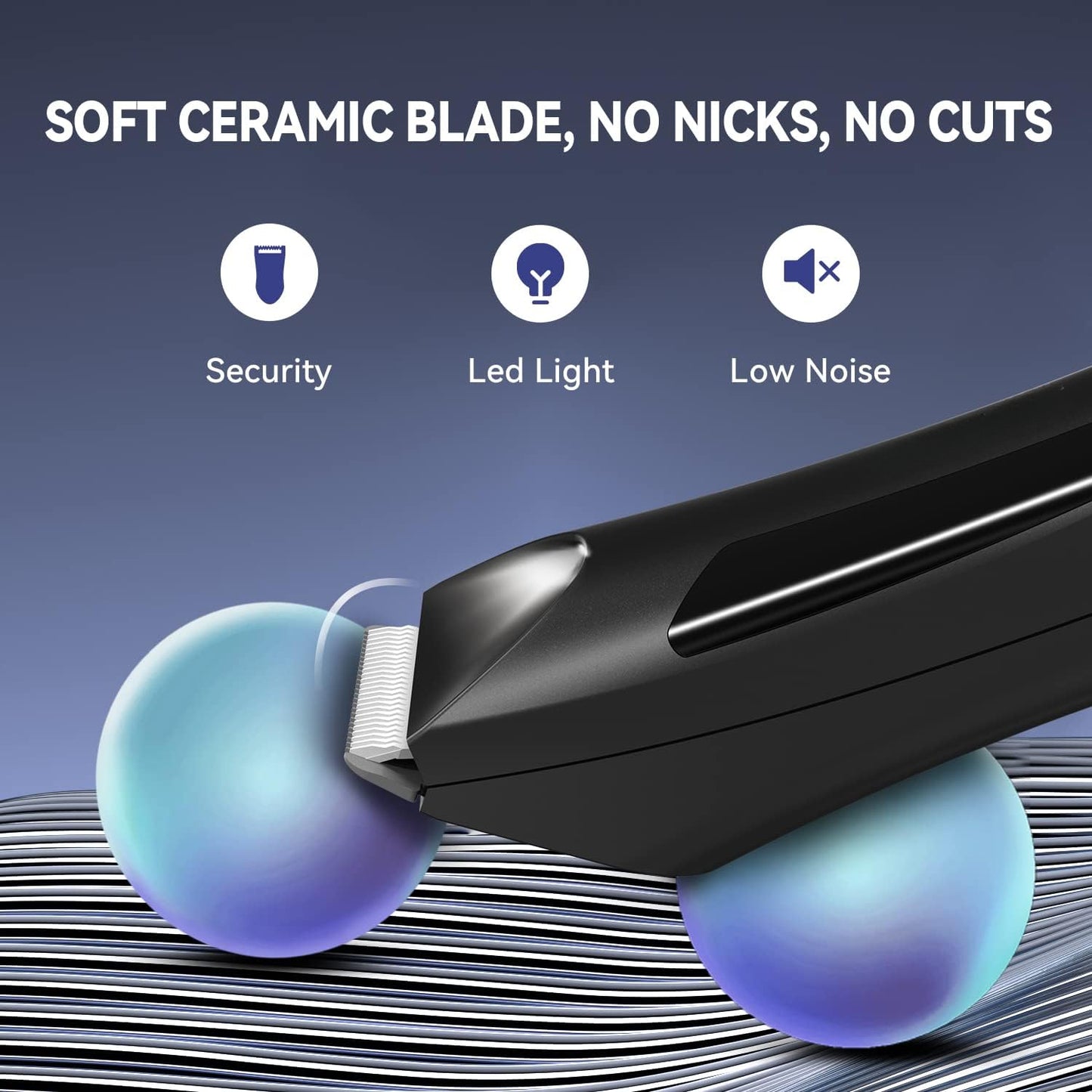 VINATO Electric Body Hair Trimmer - Manscape Ball Trimmer, Groin Hair Trimmer for Men, Waterproof Ball Shaver, USB Recharge Dock Replaceable Ceramic Blade, Male Hygiene Razor, 90 Mins Battery Life