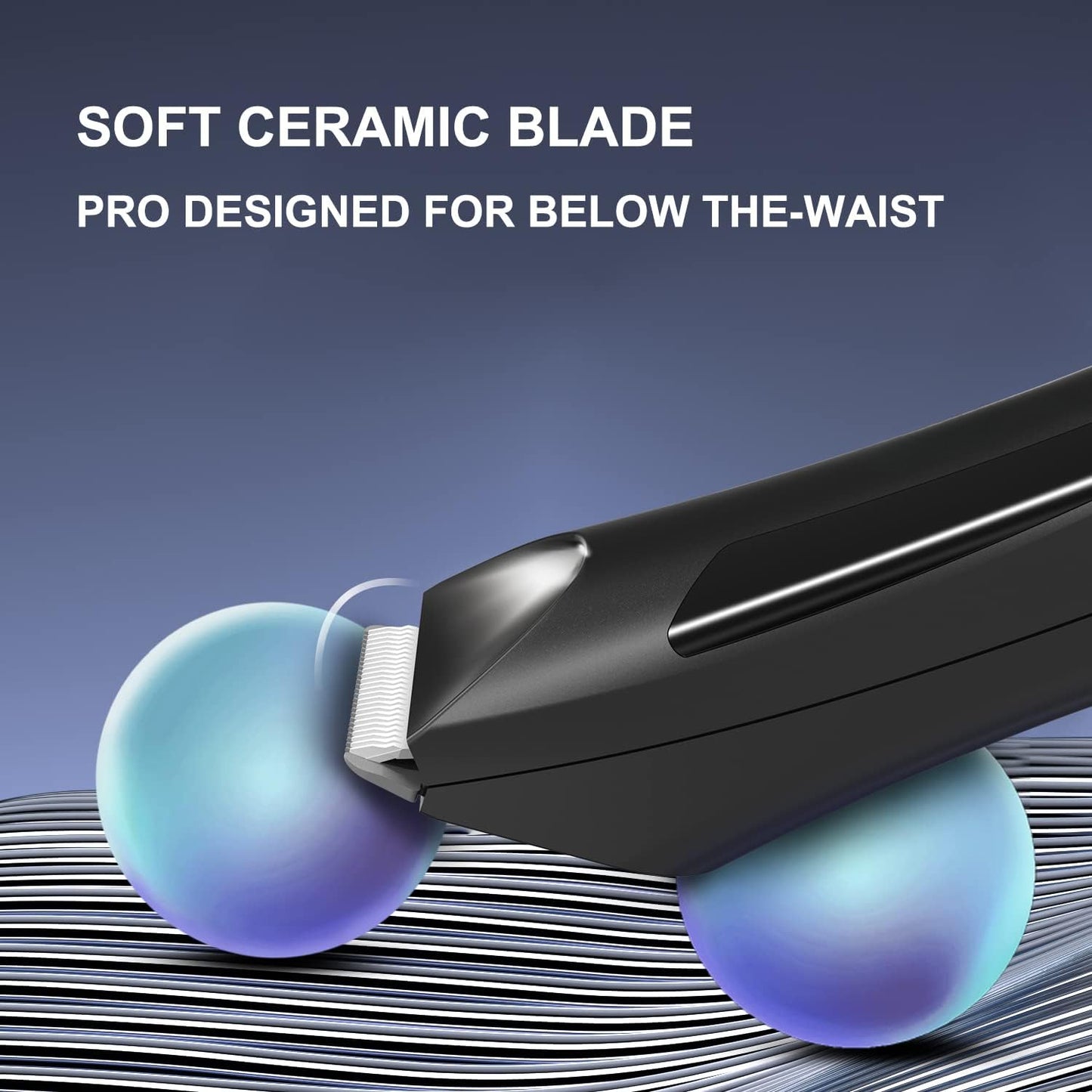 VINATO Electric Body Hair Trimmer - Manscape Ball Trimmer, Groin Hair Trimmer for Men, Waterproof Ball Shaver, USB Recharge Dock Replaceable Ceramic Blade, Male Hygiene Razor, 90 Mins Battery Life